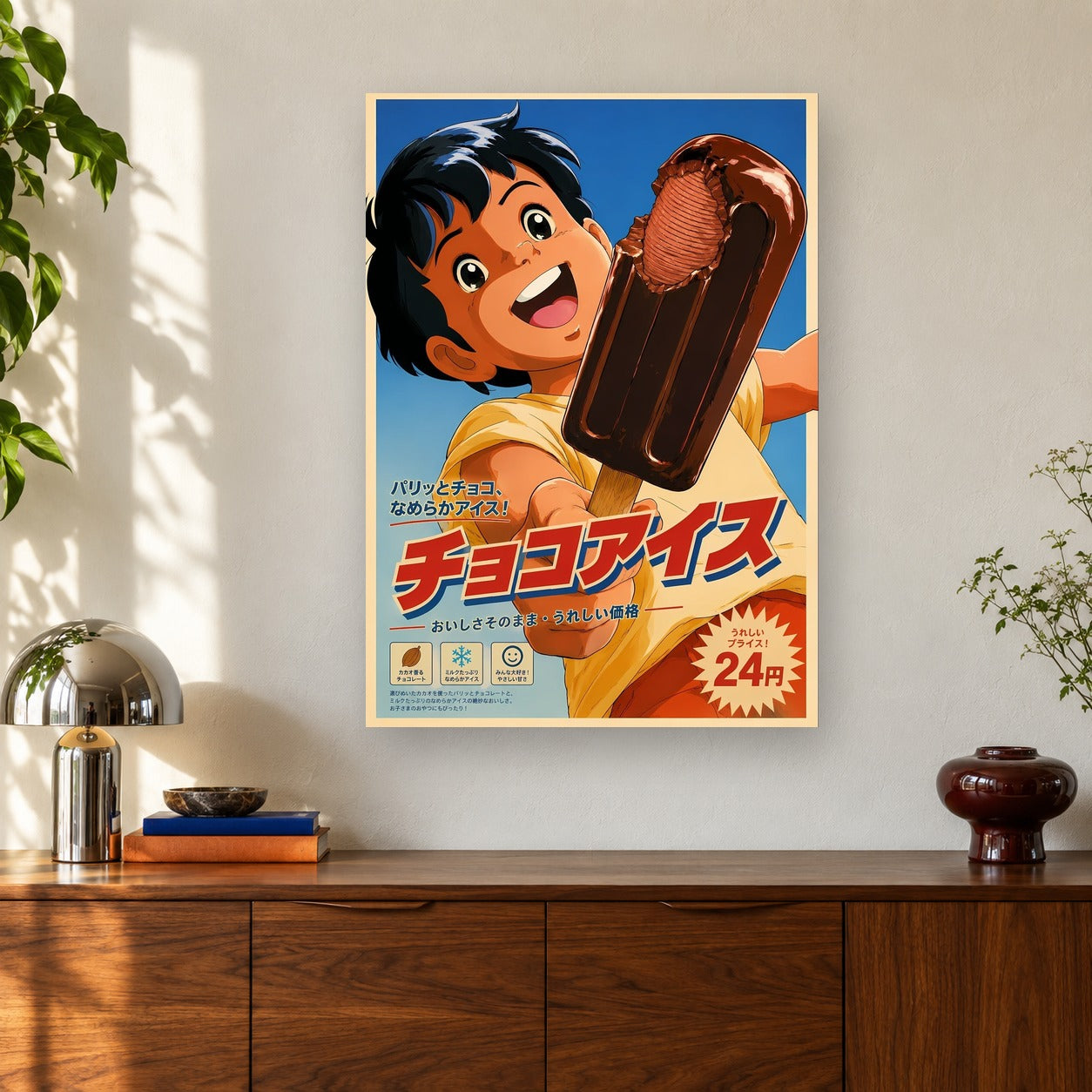 Choco Ice shown on a wall
