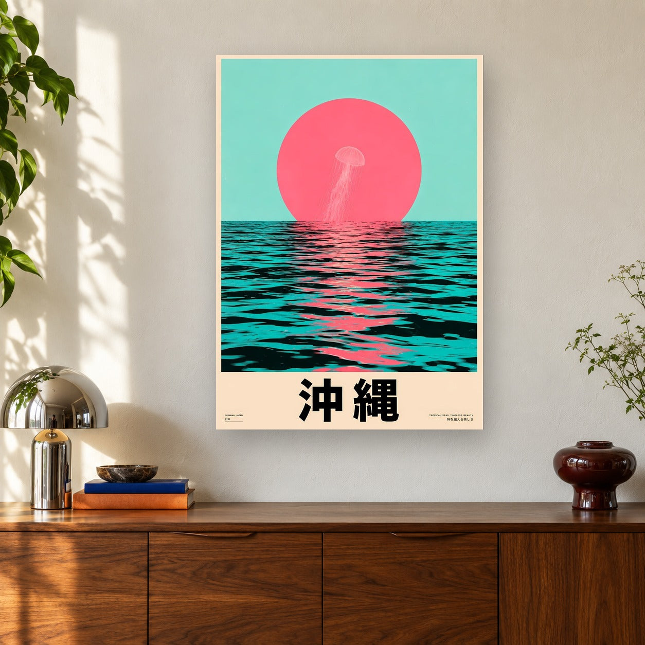 Pink Tide shown on a wall